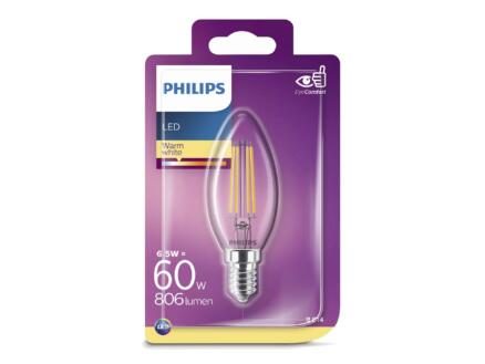 LED kaarslamp filament E14 6,5W warm wit 1