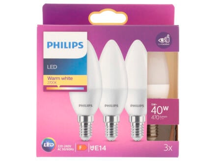 Philips LED kaarslamp mat E14 5,5W 3 stuks