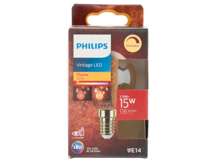 Philips LED kogellamp filament E14 2,6W dimbaar
