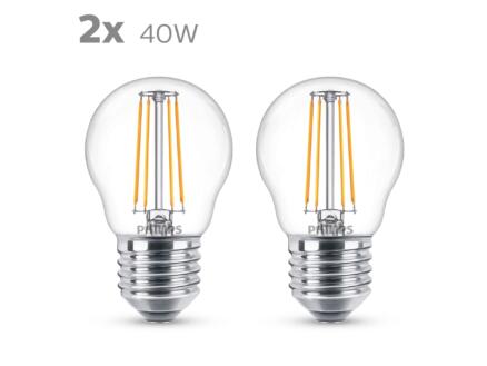 Philips LED kogellamp filament E27 4,3W 2 stuks 1