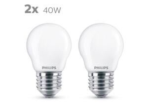 Philips LED kogellamp mat E27 4,3W 2 stuks