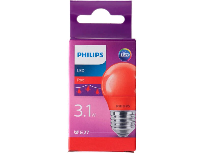 Philips LED kogellamp rood E27 3,1W
