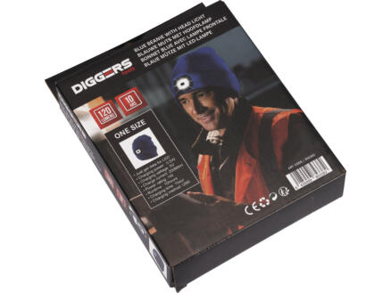 Diggers LED muts oplaadbaar blauw