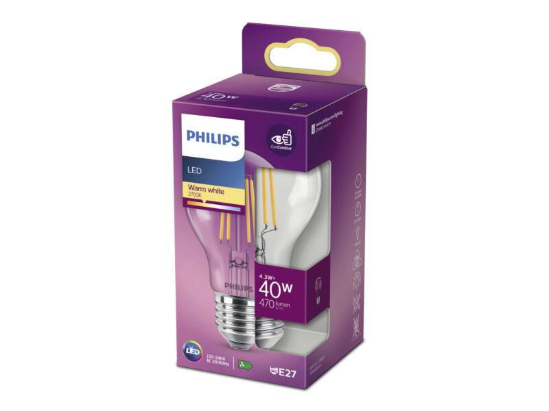 Philips LED peerlamp filament E27 4,3W
