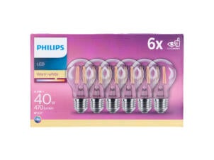 Philips LED peerlamp filament E27 4W 6 stuks
