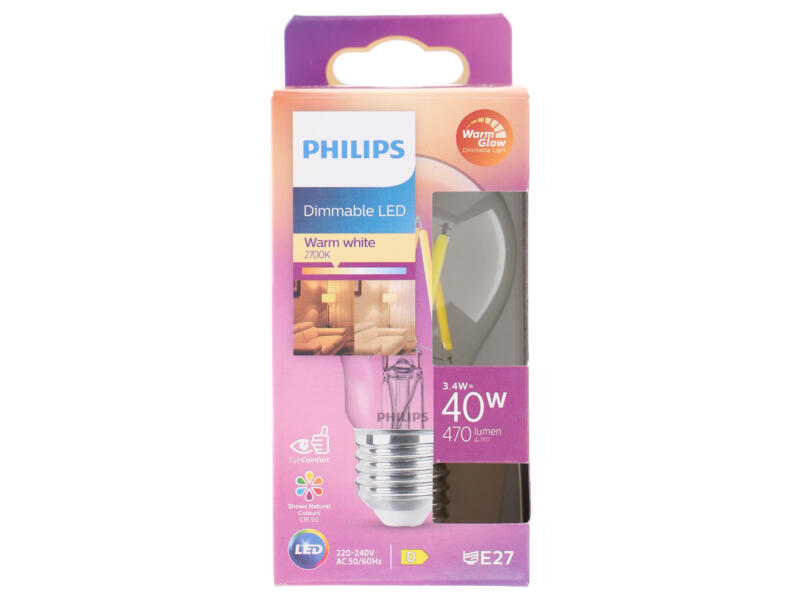 Philips LED peerlamp filament E27 5W dimbaar