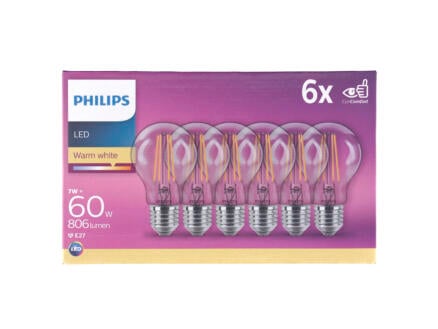 Philips LED peerlamp filament E27 7W 6 stuks 1