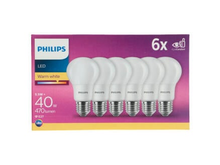 Philips LED peerlamp mat E27 5,5W 6 stuks 1