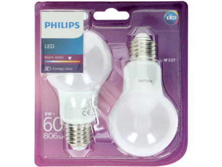 Philips LED peerlamp mat E27 9W 2 stuks 1