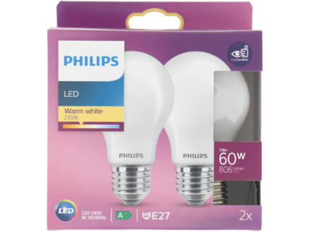 Philips LED peerlamp mat glas E27 7W 2 stuks 1