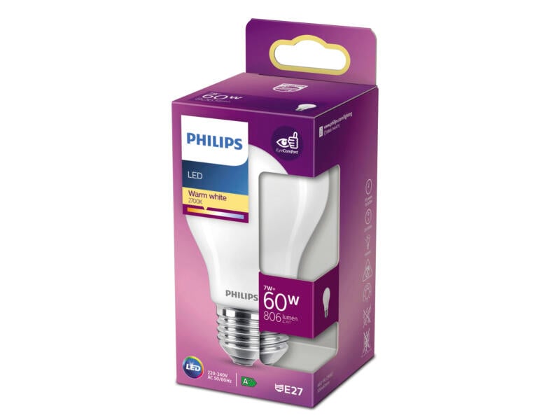 Philips LED peerlamp mat glas E27 7W