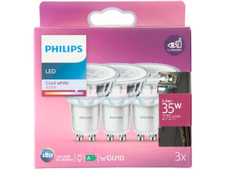 Philips LED spot GU10 3,5W koud wit 3 stuks 1
