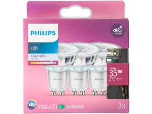 Philips LED spot GU10 3,5W koud wit 3 stuks