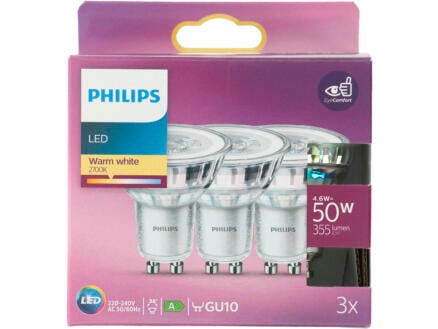 Philips LED spot GU10 4,6W warm wit 3 stuks 1