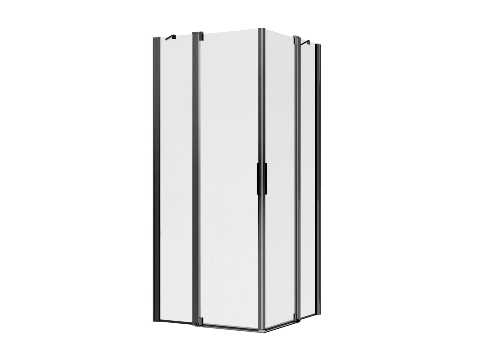 Allibert Laja paroi de douche 86,5-89x200 cm accès d'angle 2 portes pivotantes verre clair noir