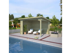Outdoor Life Products Lara abri en bois 380x275x251 cm chalet impregné vert olive