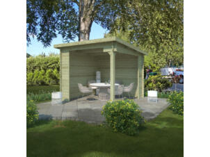 Outdoor Life Products Lara houten overkapping 275x275x251 cm blokhut geïmpregneerd olijfgroen