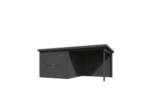 Outdoor Life Products Lars houten tuinhuis 250x250x211 cm + extensie 250cm carbon grey