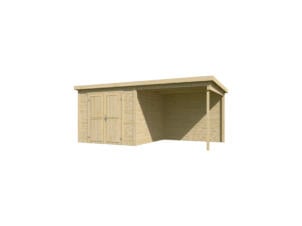 Outdoor Life Products Lars houten tuinhuis 250x250x211 cm + extensie 250cm