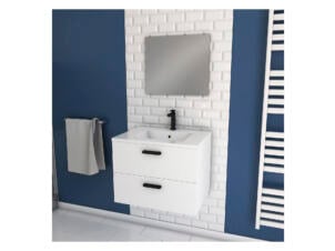 Aurlane Lift meuble salle de bain set 60cm avec vasque et miroir blanc