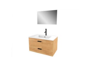 Aurlane Lift meuble salle de bains 80cm 2 tiroirs brun