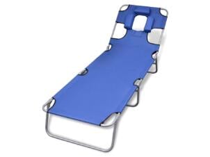 Ligbed inklapbaar + hoofdkussen gepoedercoat staal blauw