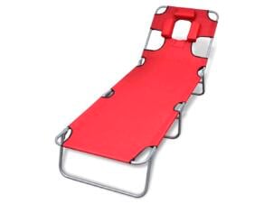 Ligbed inklapbaar + hoofdkussen gepoedercoat staal rood
