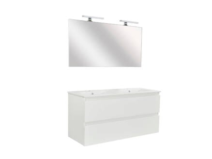 Allibert Livo meuble lavabo + miroir et 2 lampes LED 120cm 2 tiroirs blanc brillant 1