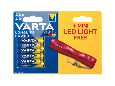 Varta Longlife batterij AA+AAA 1,5V 8 stuks met zaklamp