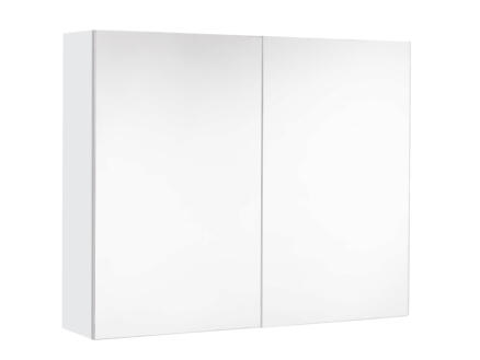 Allibert Look armoire de toilette 80cm 2 portes miroir blanc brillant 1