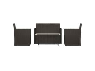 Loungeset met kussens poly rattan zwart set van 4
