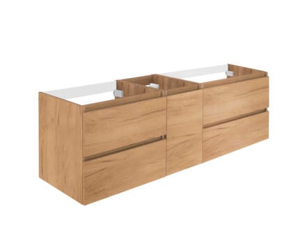 Allibert Lunik Olav meuble lavabo double 150cm 4 tiroirs + 1 porte chêne halifax