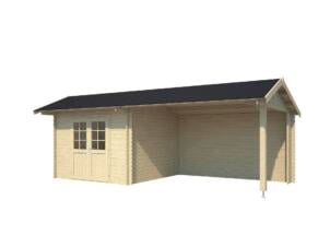 Outdoor Life Products Maribel abri de jardin en bois 300x300x274 cm chalet + extension 380cm