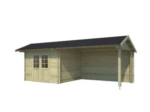 Outdoor Life Products Maribel houten tuinhuis 300x300x274 cm blokhut geïmpregneerd + extensie 380cm