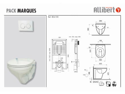 Allibert Marques ophang WC-pack met duwplaat