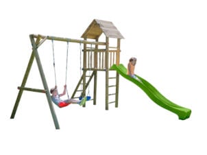 BnB Wood Matisse portique + toboggan vert