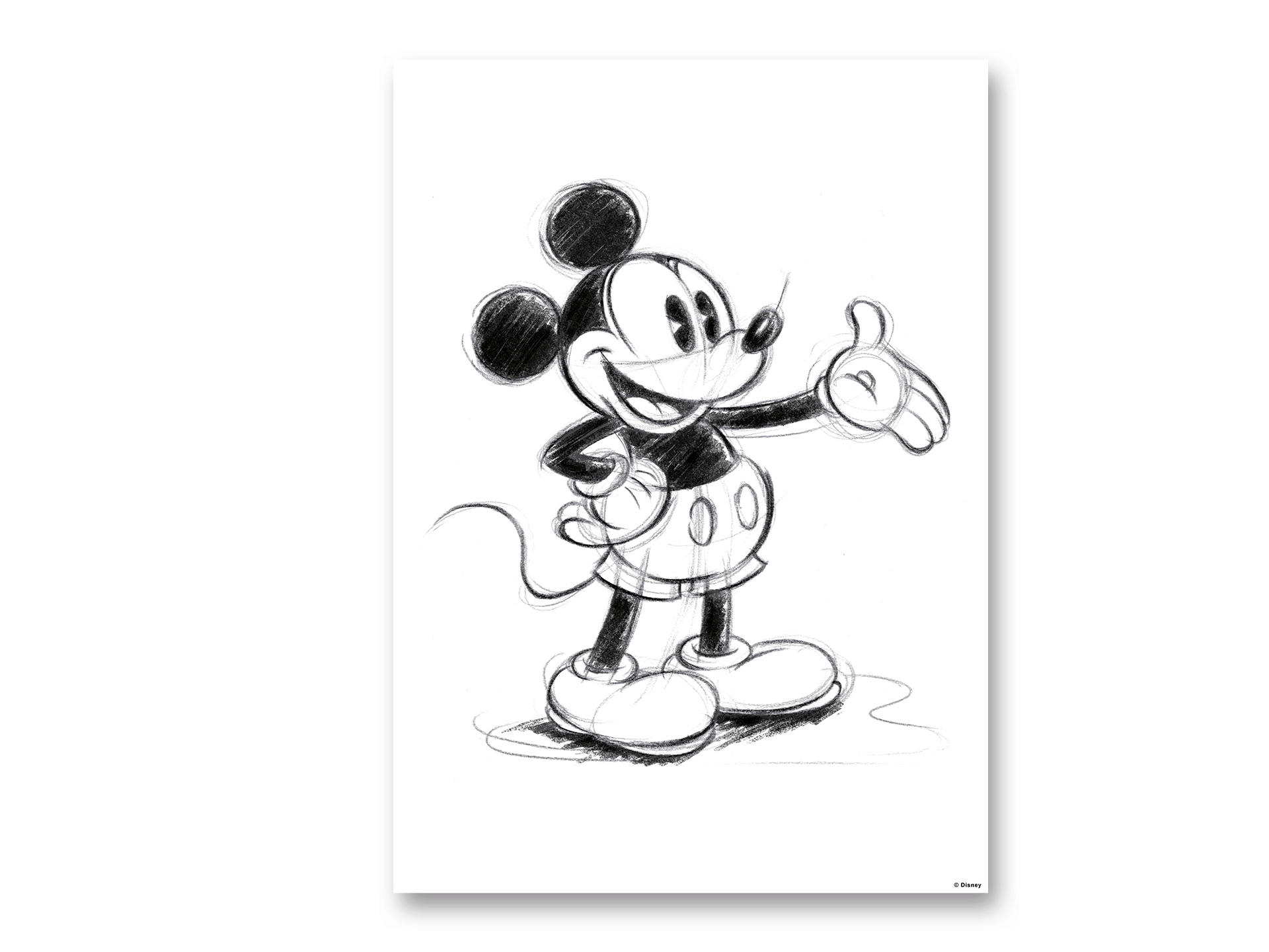 Disney Mickey Mouse canvasdoek 50x70 cm sketch