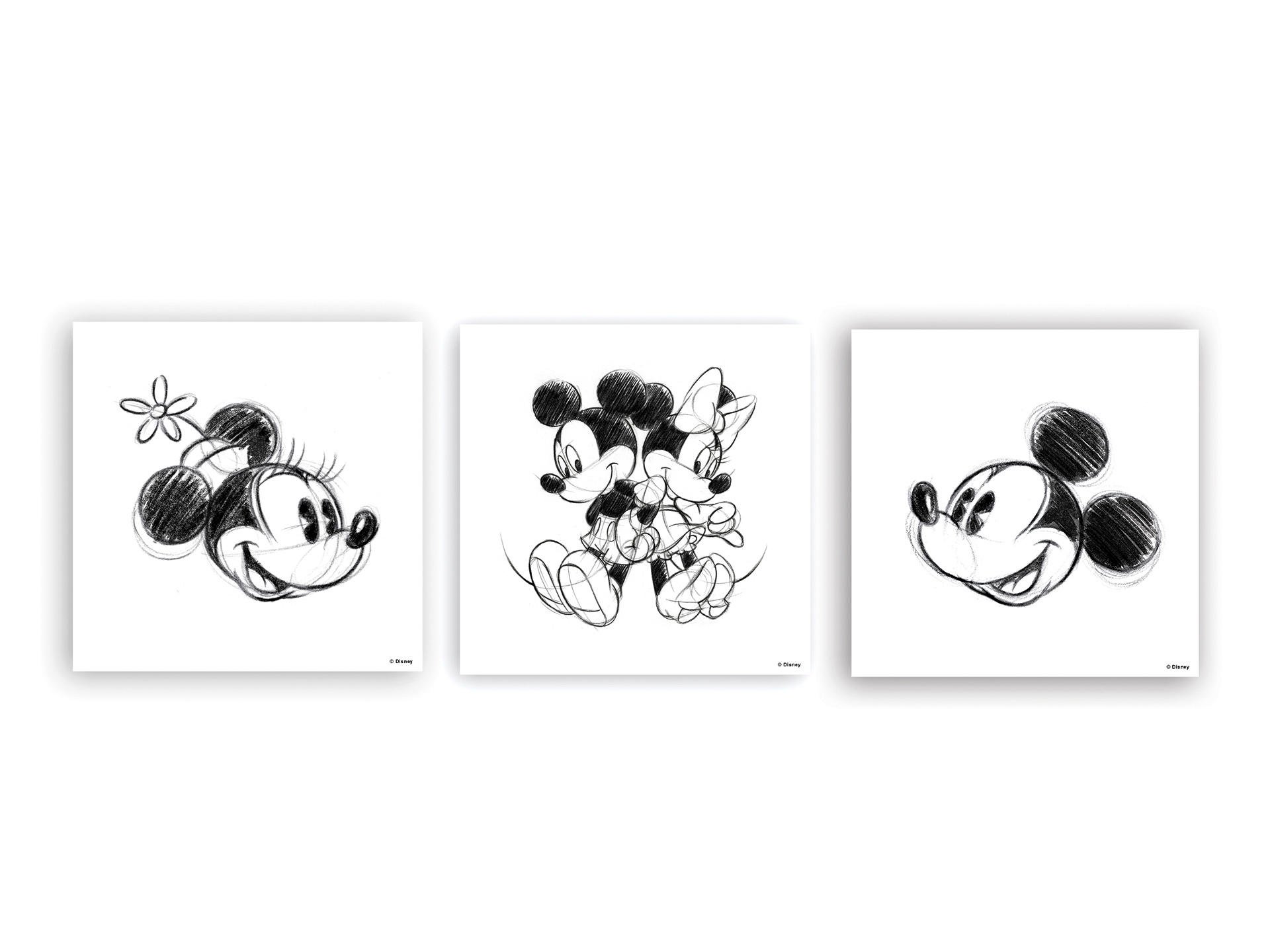 Disney Mickey Mouse canvasdoek set 30x30 cm 3 stuks