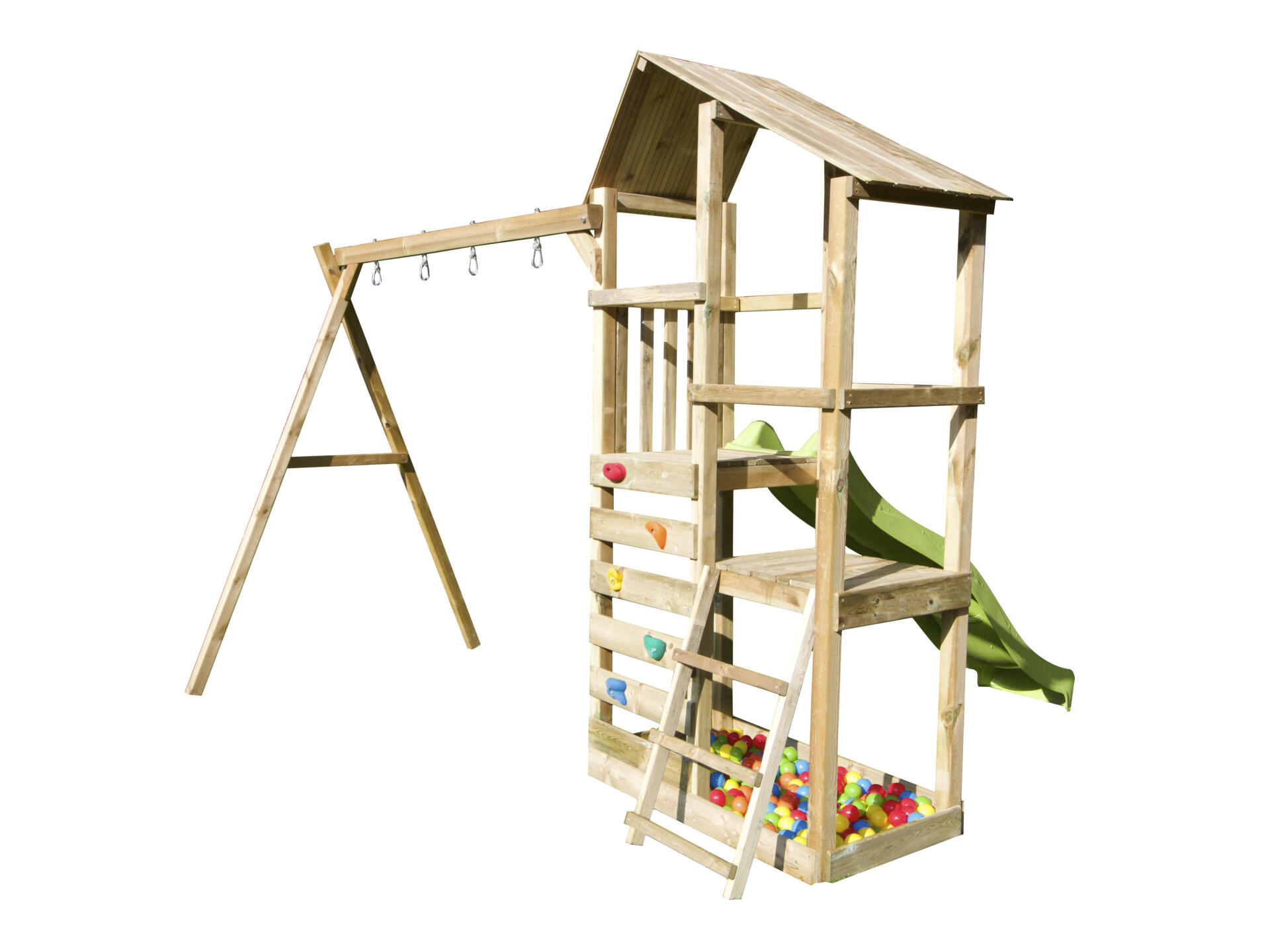 BnB Wood Mila tour de jeux + toboggan citron vert