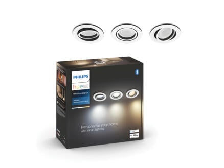 Philips Hue Milliskin spot LED encastrable rond 5W aluminium 3 pièces