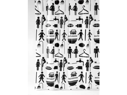 Allibert Milos rideau de douche 180x120 cm noir/blanc
