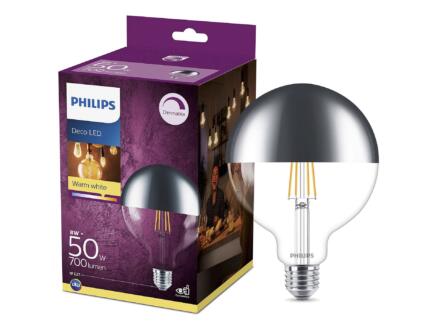 Philips Modern ampoule LED globe à calotte argentée E27 8W blanc dimmable 1