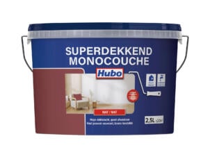 Hubo Monocouche peinture murale et plafond mat 2,5l bordeau