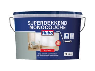 Hubo Monocouche peinture murale et plafond mat 5l gris dauphin