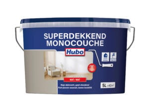 Hubo Monocouche peinture murale et plafond mat 5l gris pierre