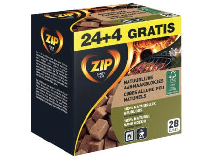Zip Natural Individual cubes allume-feu 24 + 4 gratuits 1