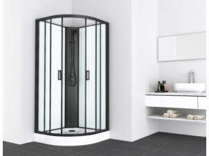 Allibert Nero cabine de douche complète 90x90x185 cm quart de rond verre clair noir