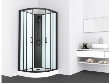 Allibert Nero cabine de douche complète 90x90x205 cm quart de rond verre clair noir 1