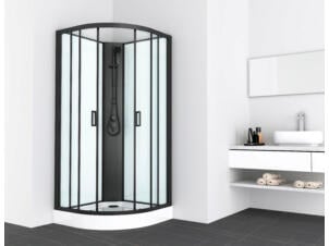 Allibert Nero cabine de douche complète 90x90x205 cm quart de rond verre clair noir