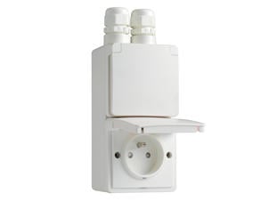 Niko New Hydro prise verticale double avec broche de terre 2 entrées blanc